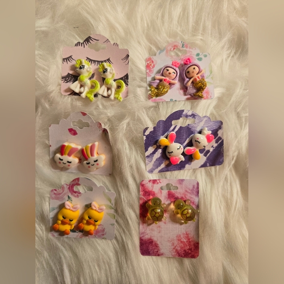 Other - Lot Of 6 Colorful Animal and Character Earrings Set for Kids